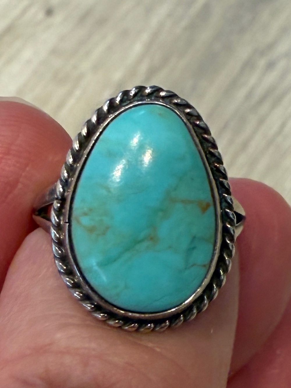 Vintage Navajo Sterling Silver Turquoise Ring 925 sz 6.5 Cripple Creek? Royston? - Picture 15 of 16
